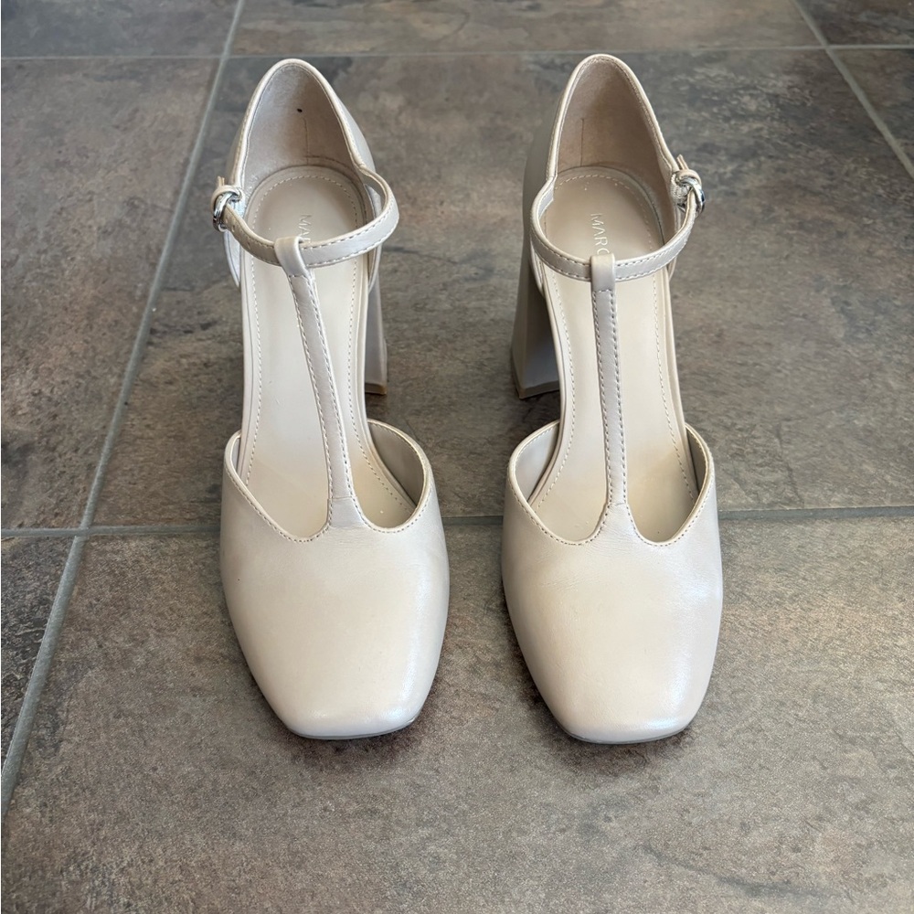 Marc Fisher Cream T-Strap Heels